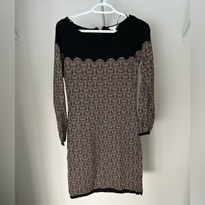 Monsoon Black and Cream Knit Long Sleeve Dress